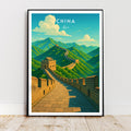 Affiche voyage - Chine, Asie, Grande Muraille, Unesco - art moderne, impression, poster