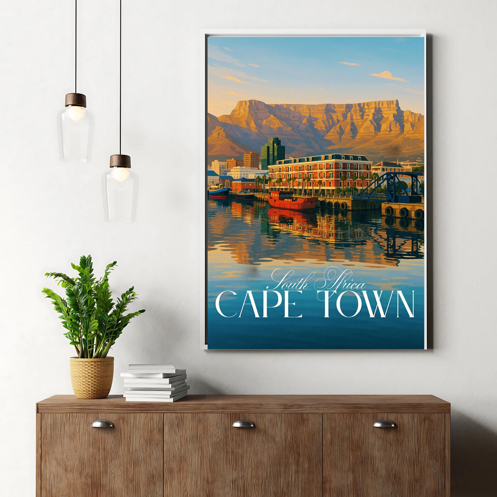 Affiche voyage - Le Cap, Afrique du Sud, Afrique, Table Mountain - art moderne, impression, poster