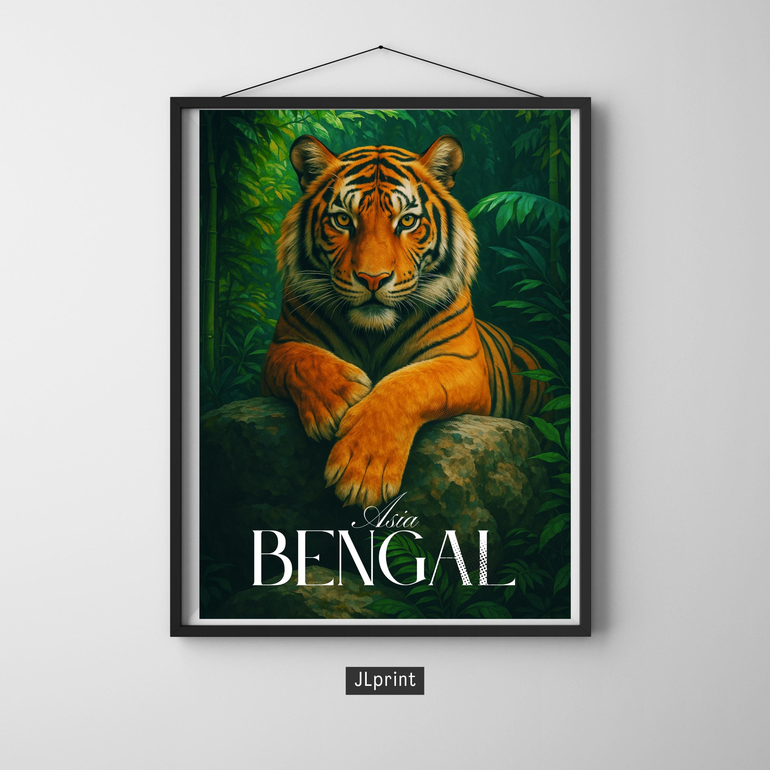 Affiche voyage - Bengal, Inde, Bangladesh, Tigre - art moderne, impression, poster