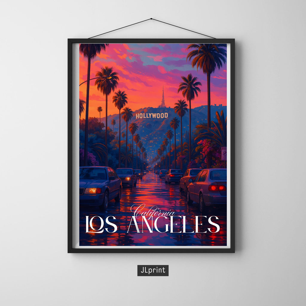Affiche voyage - Los Angeles, Californie, USA, Hollywood - art moderne, impression, poster