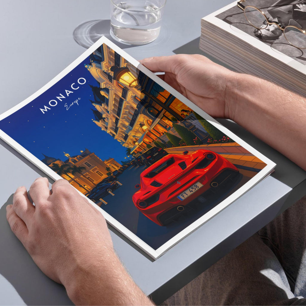 Affiche voyage - Monaco, Europe, Principauté, French Riviera - art moderne, impression, poster