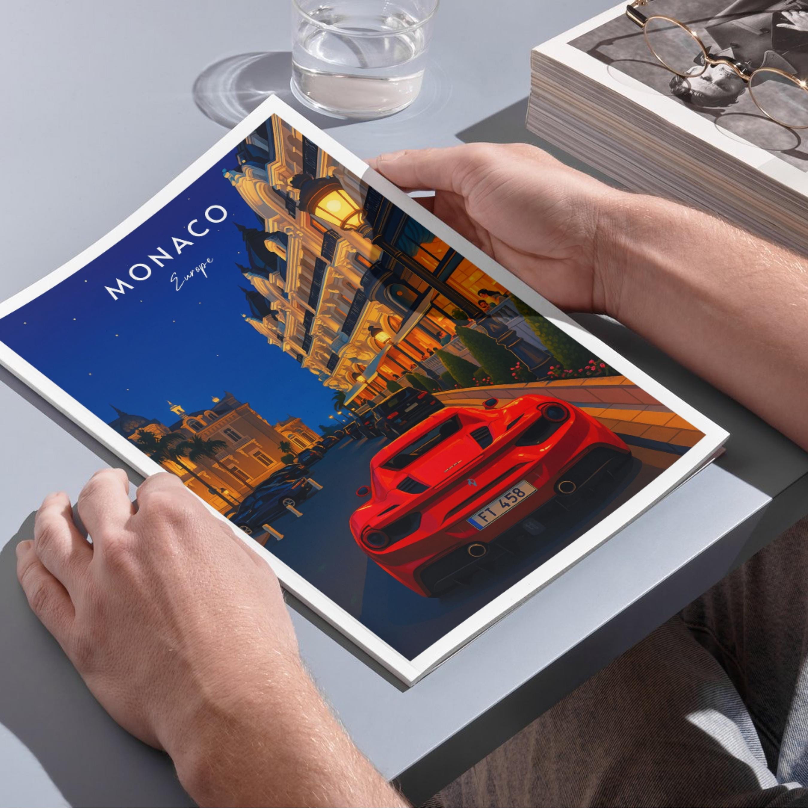 Affiche voyage - Monaco, Europe, Principauté, French Riviera - art moderne, impression, poster
