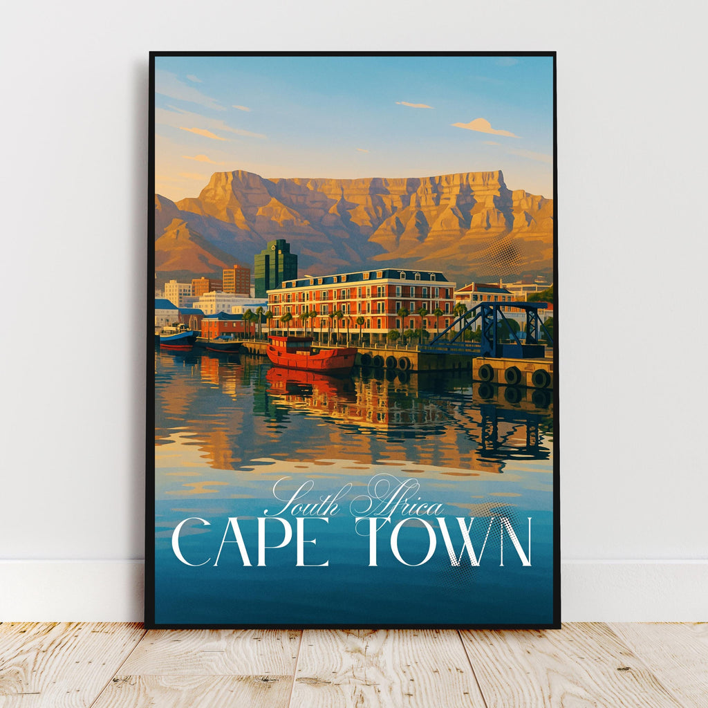 Affiche voyage - Le Cap, Afrique du Sud, Afrique, Table Mountain - art moderne, impression, poster