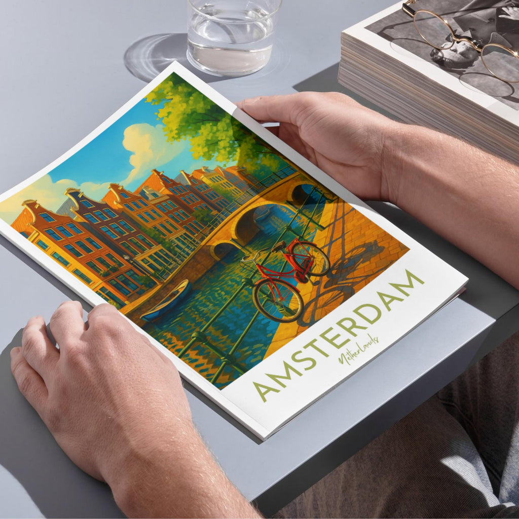 Affiche voyage - Amsterdam, Hollande, Pays-Bas, Amstel - art moderne, impression, poster