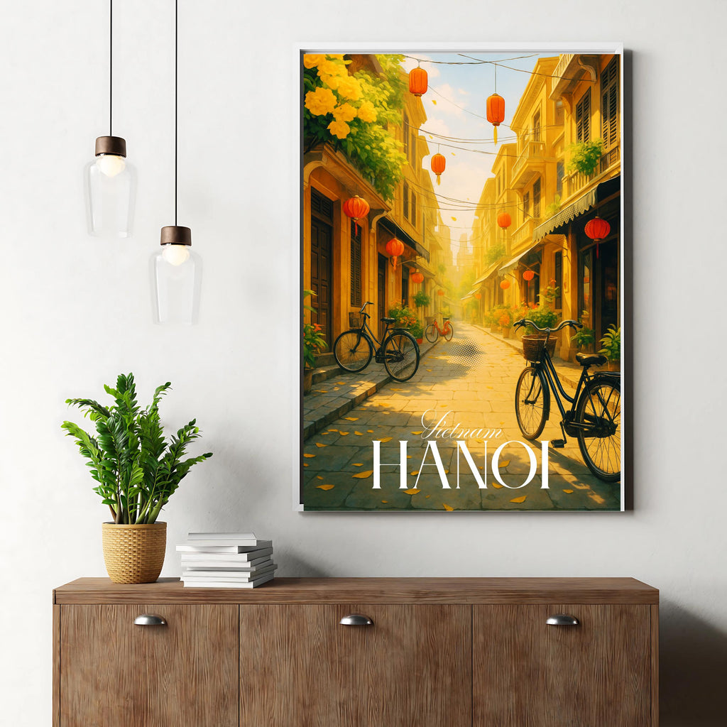 Affiche voyage - Hanoï, Vietnam, Asie, Lanternes - art moderne, impression, poster