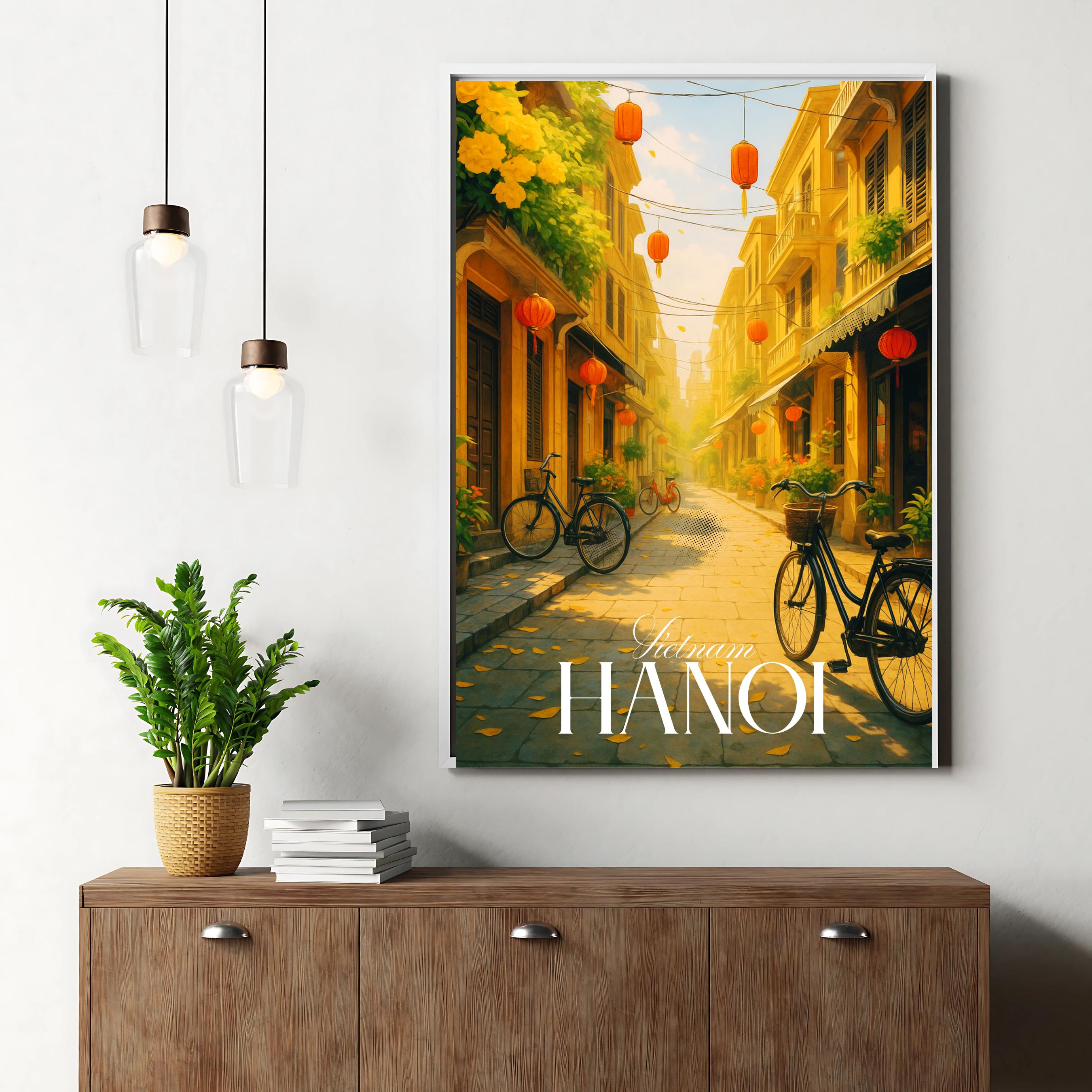 Affiche voyage - Hanoï, Vietnam, Asie, Lanternes - art moderne, impression, poster