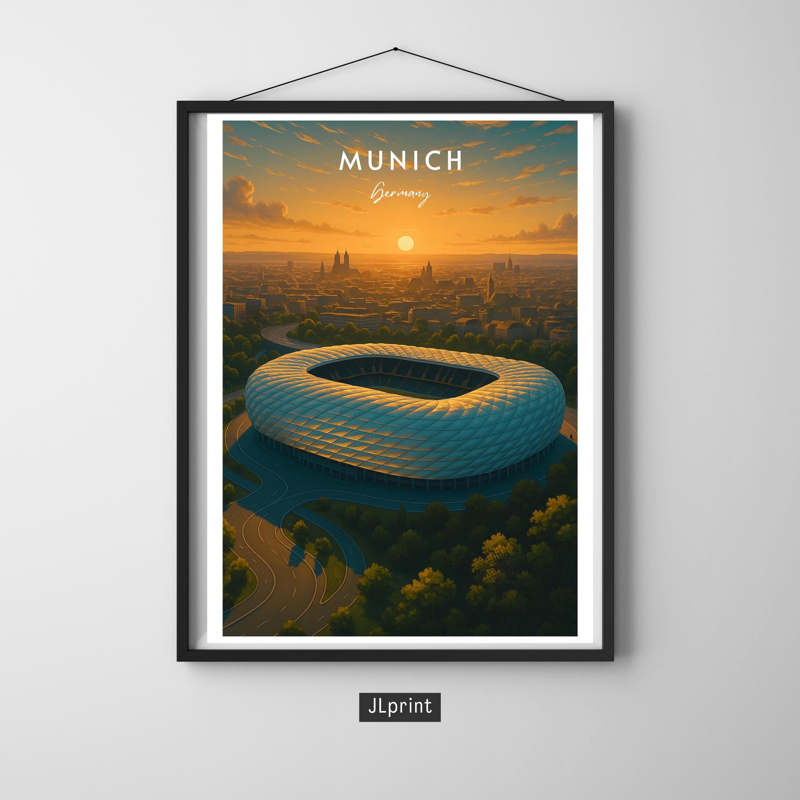 Affiche sport - Football, Munich, Allemagne, Stade Allianz Arena - art moderne, impression, poster