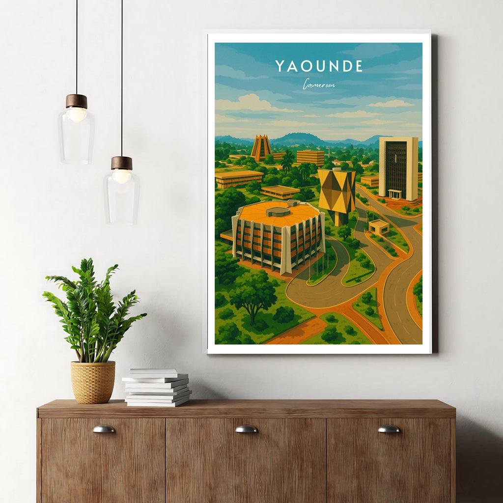 Affiche voyage - Yaoundé, Cameroun, Afrique, Architecture - art moderne, impression, poster