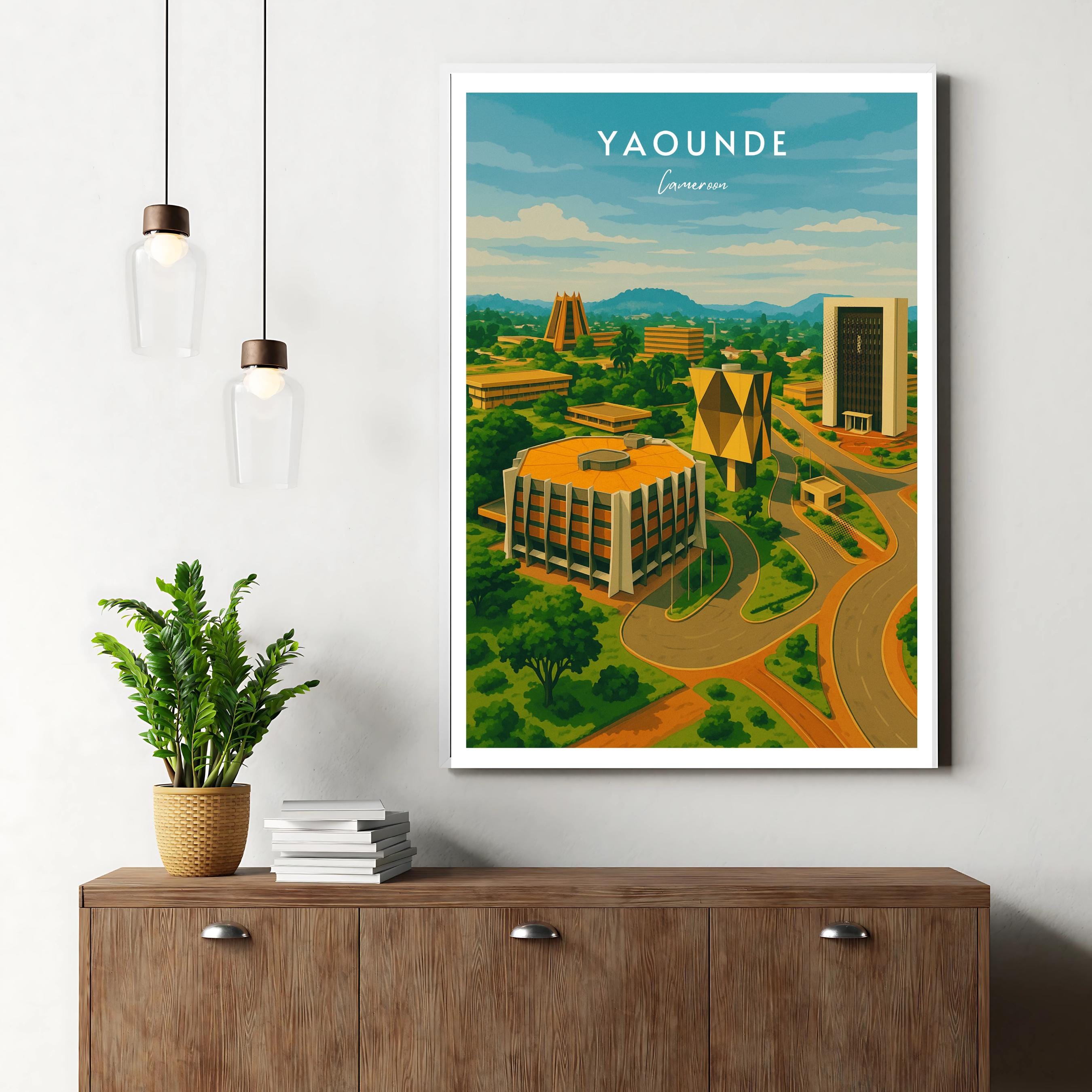 Affiche voyage - Yaoundé, Cameroun, Afrique, Architecture - art moderne, impression, poster