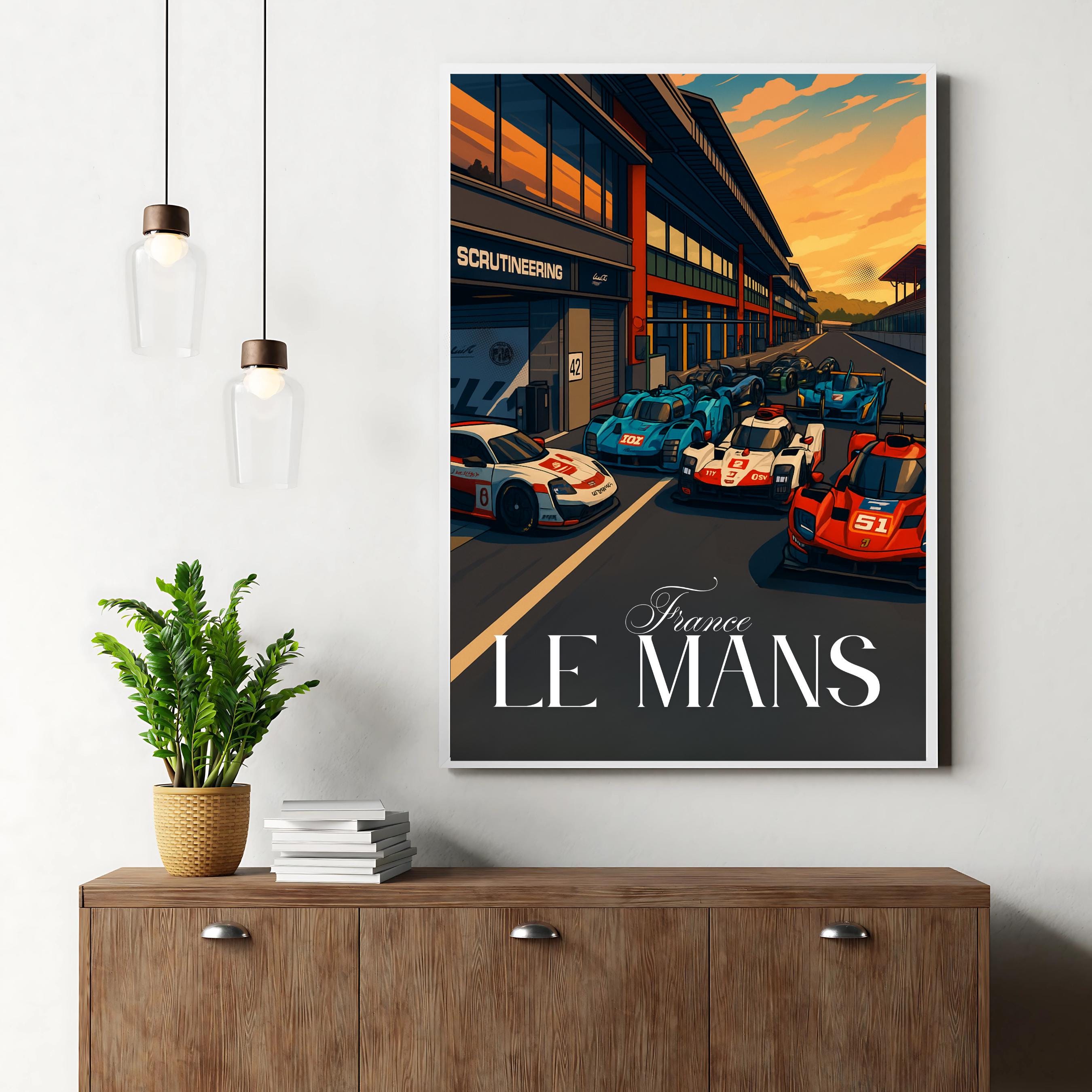 Affiche sport - Course Automobile, Circuit, Le Mans, France - art moderne, impression, poster