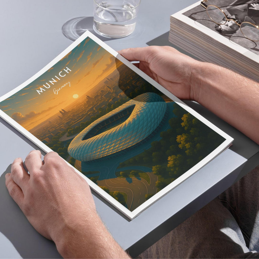Affiche sport - Football, Munich, Allemagne, Stade Allianz Arena - art moderne, impression, poster