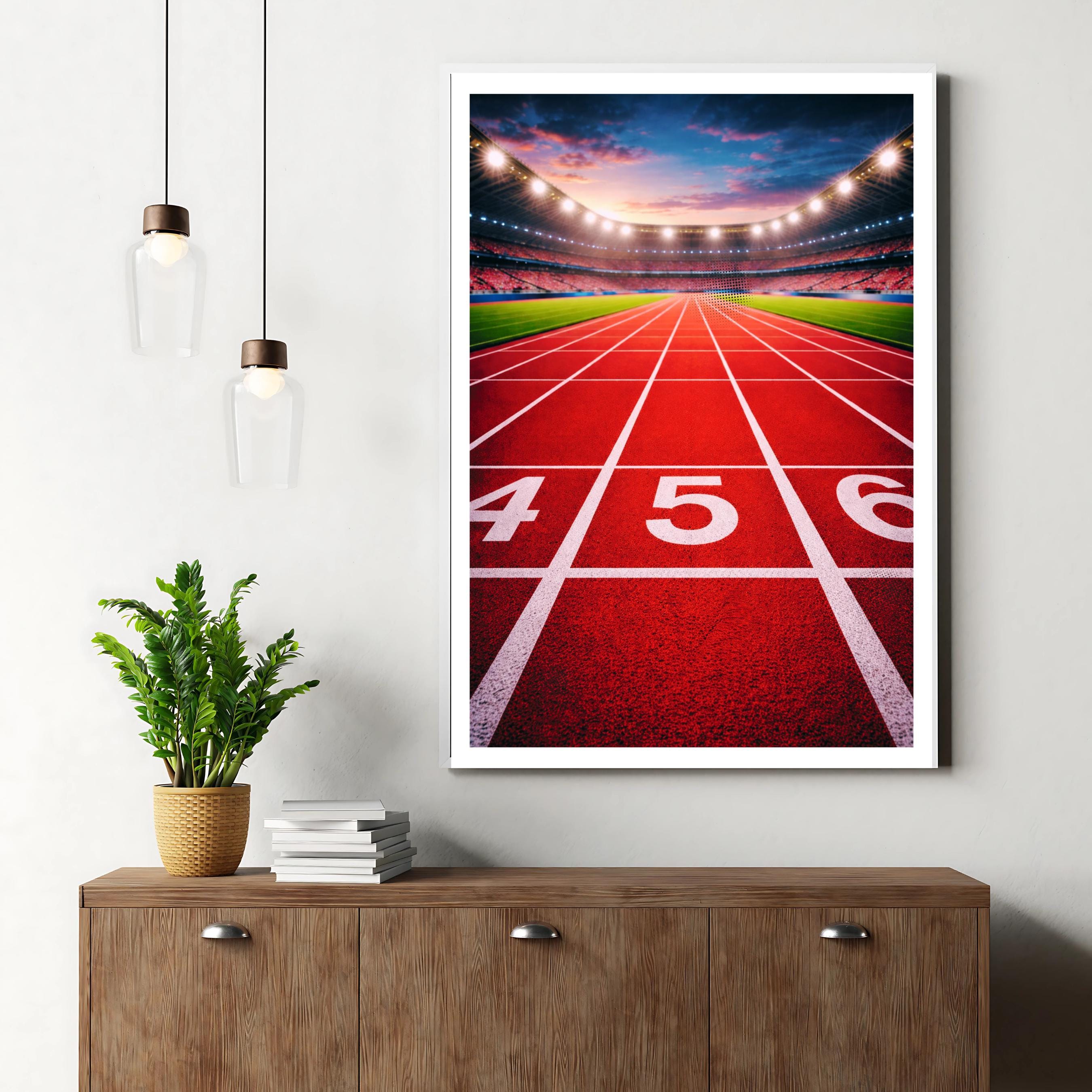Affiche sport - Athlétisme, Course, Piste, Stade - art moderne, impression, poster