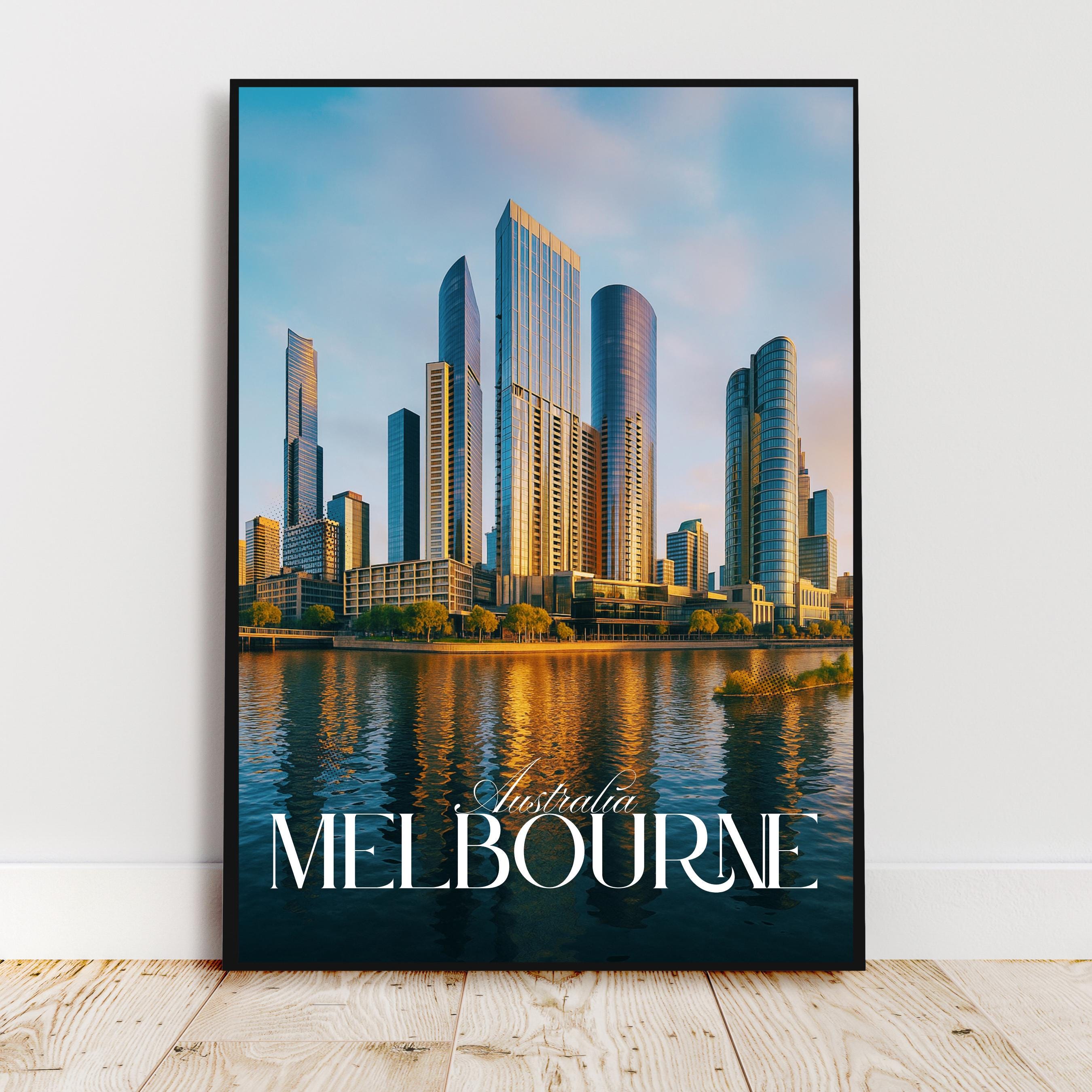 Affiche voyage - Melbourne, Australie, Océanie, Skyline - art moderne, impression, poster
