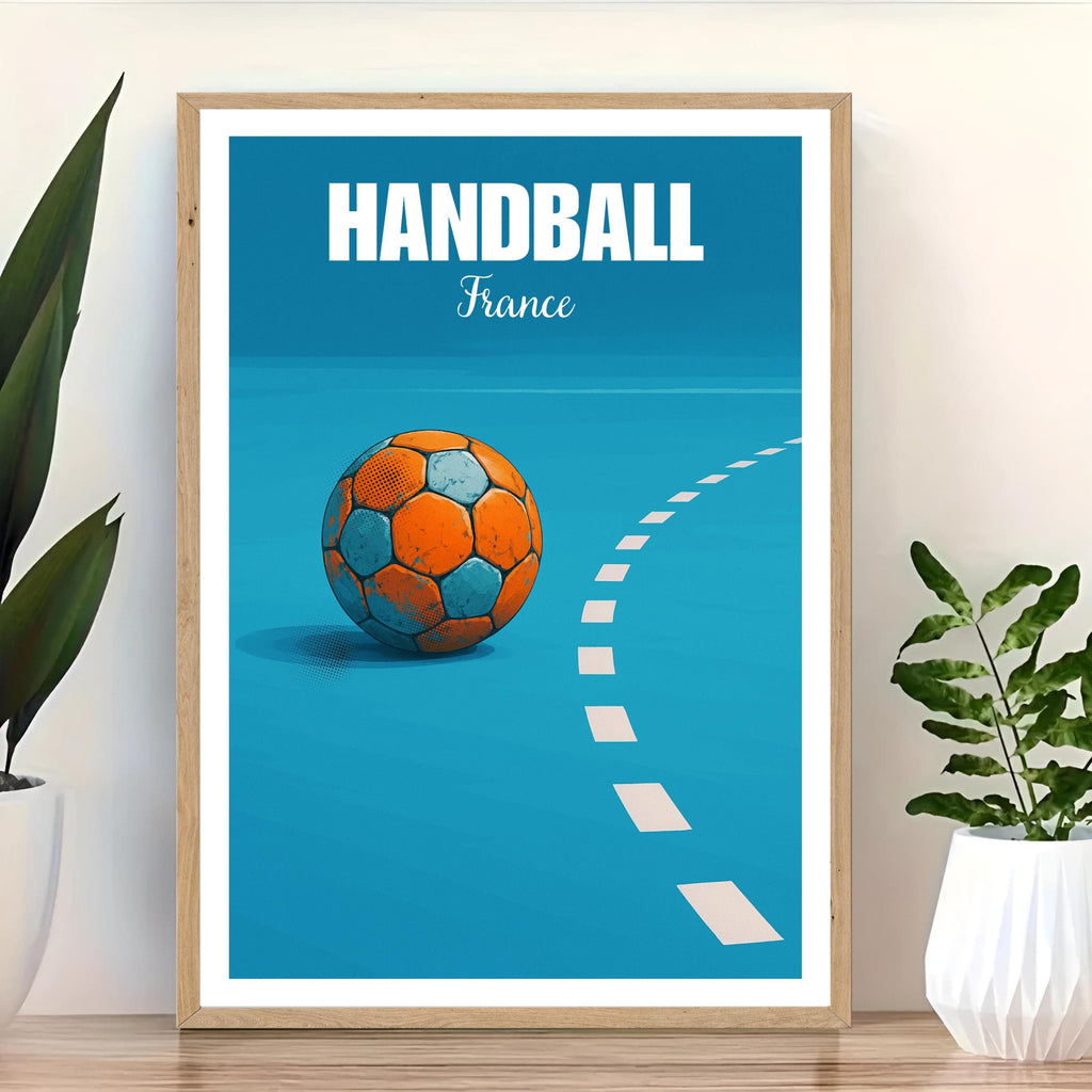 Affiche sport - Handball, Terrain, Balle, France - moderne, impression, poster