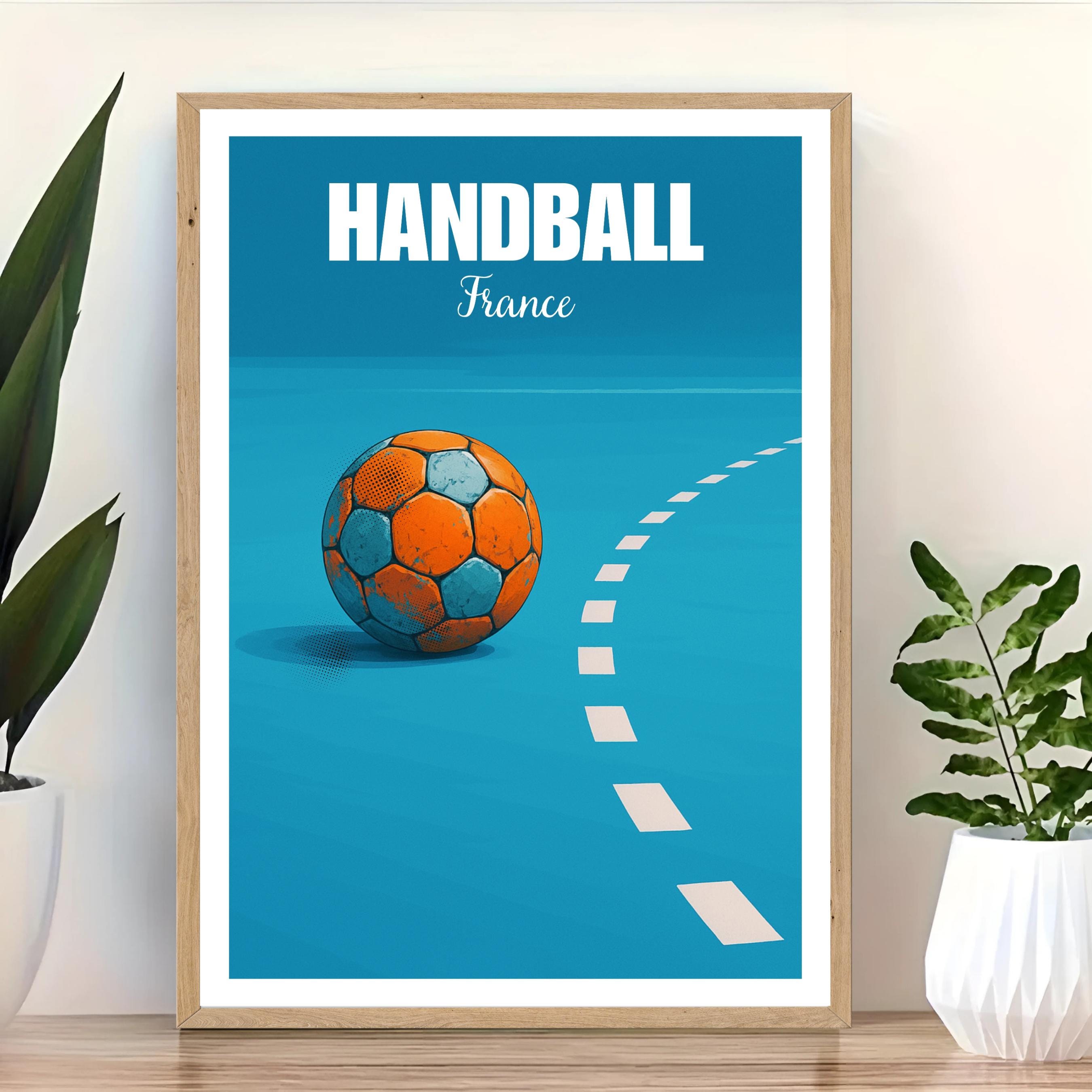 Affiche sport - Handball, Terrain, Balle, France - moderne, impression, poster