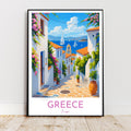 Affiche voyage - Grece, Europe, Méditerranée, Village - art moderne, impression, poster