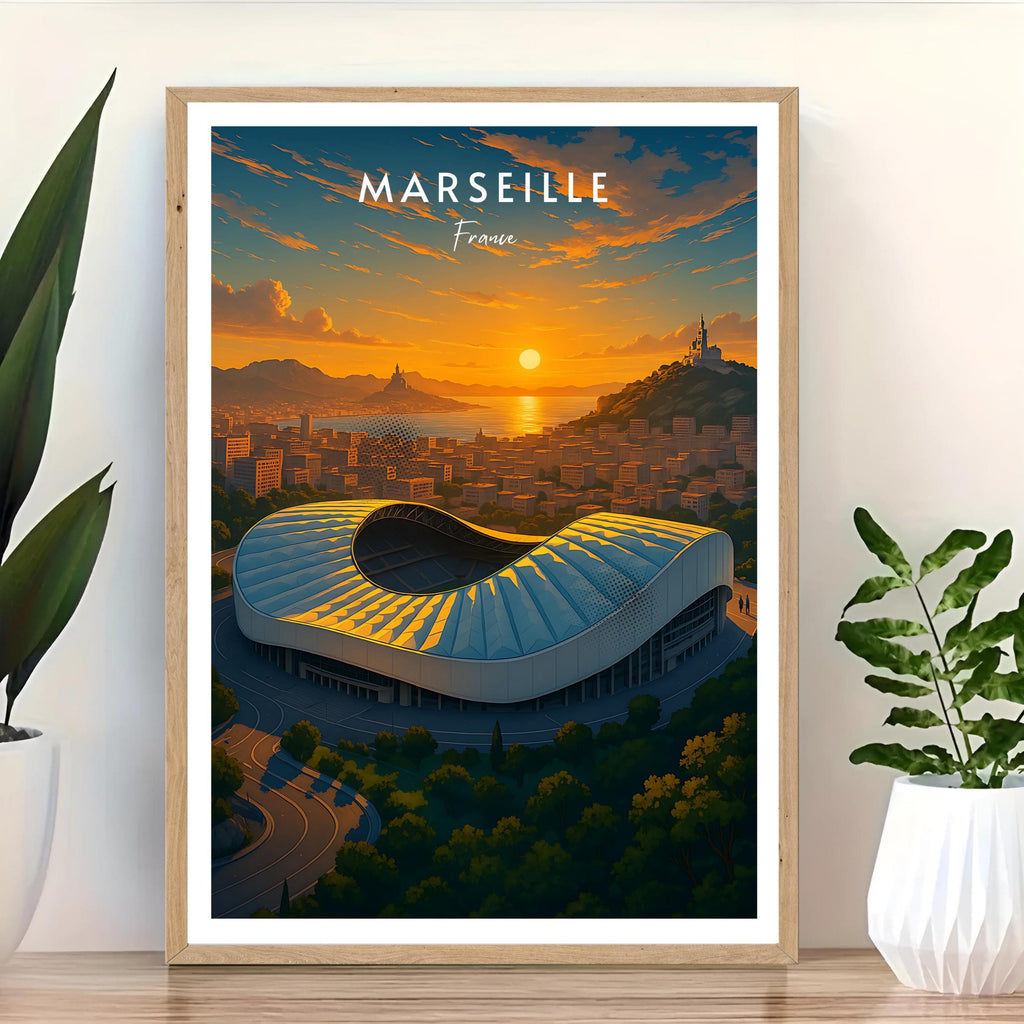 Affiche sport - Football, Marseille, France, Stade Vélodrome - art moderne, impression, poster