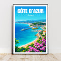 Affiche voyage - Côte d’Azur, France, French Riviera, Méditerranée - art moderne, impression, poster