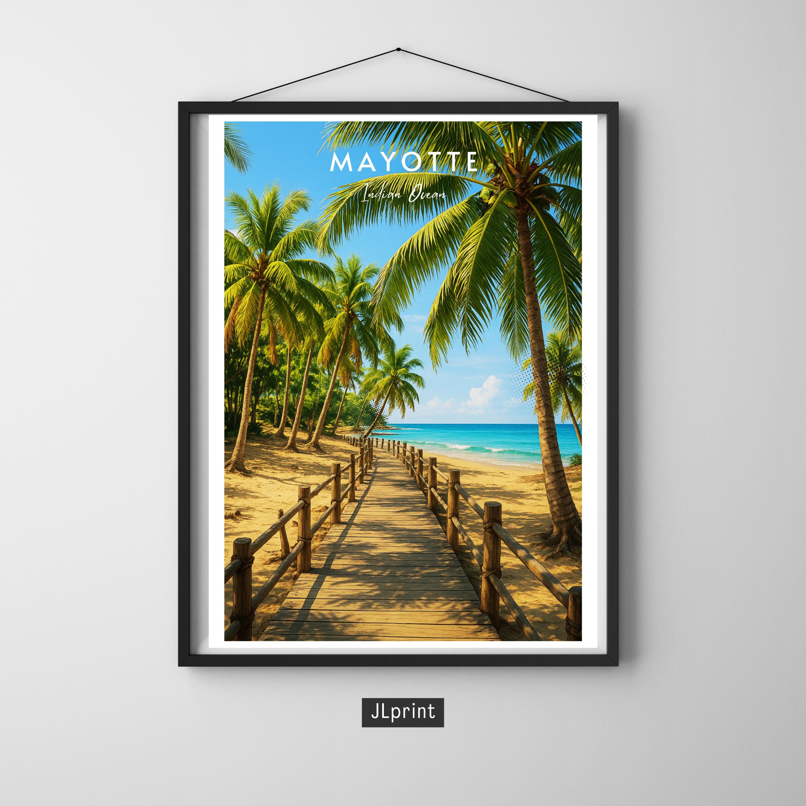 Affiche voyage - Mayotte, Océan Indien, Afrique, Plage - art moderne, impression, poster