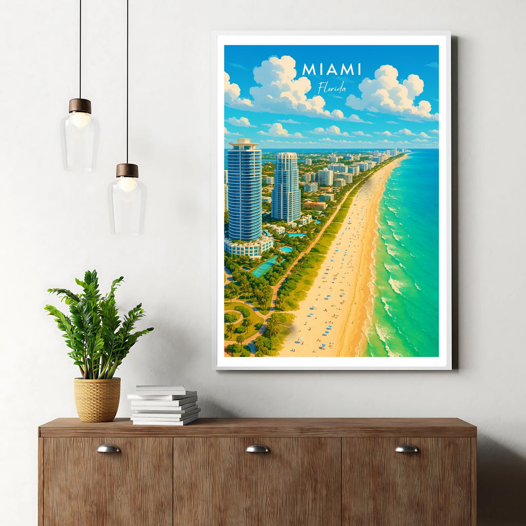 Affiche voyage - Miami, Floride, USA, Miami Beach - art moderne, impression, poster