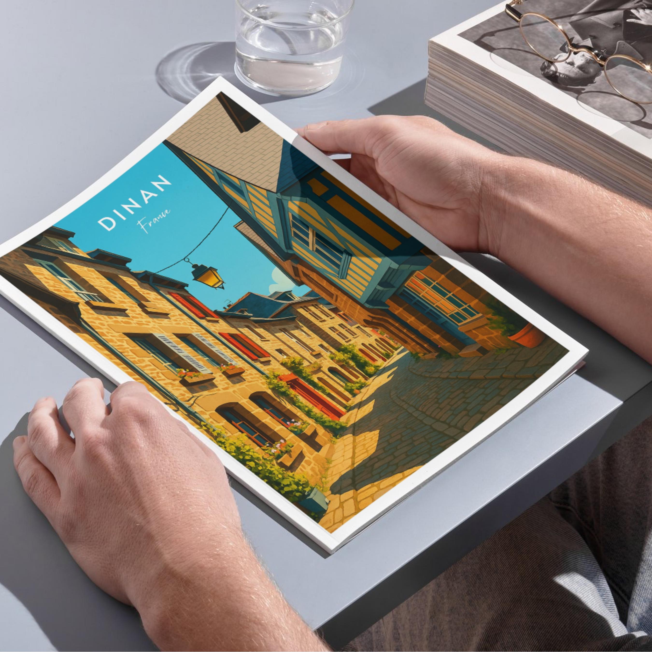 Affiche voyage - Dinan, Bretagne, France, Vielle Ville - moderne, impression, poster