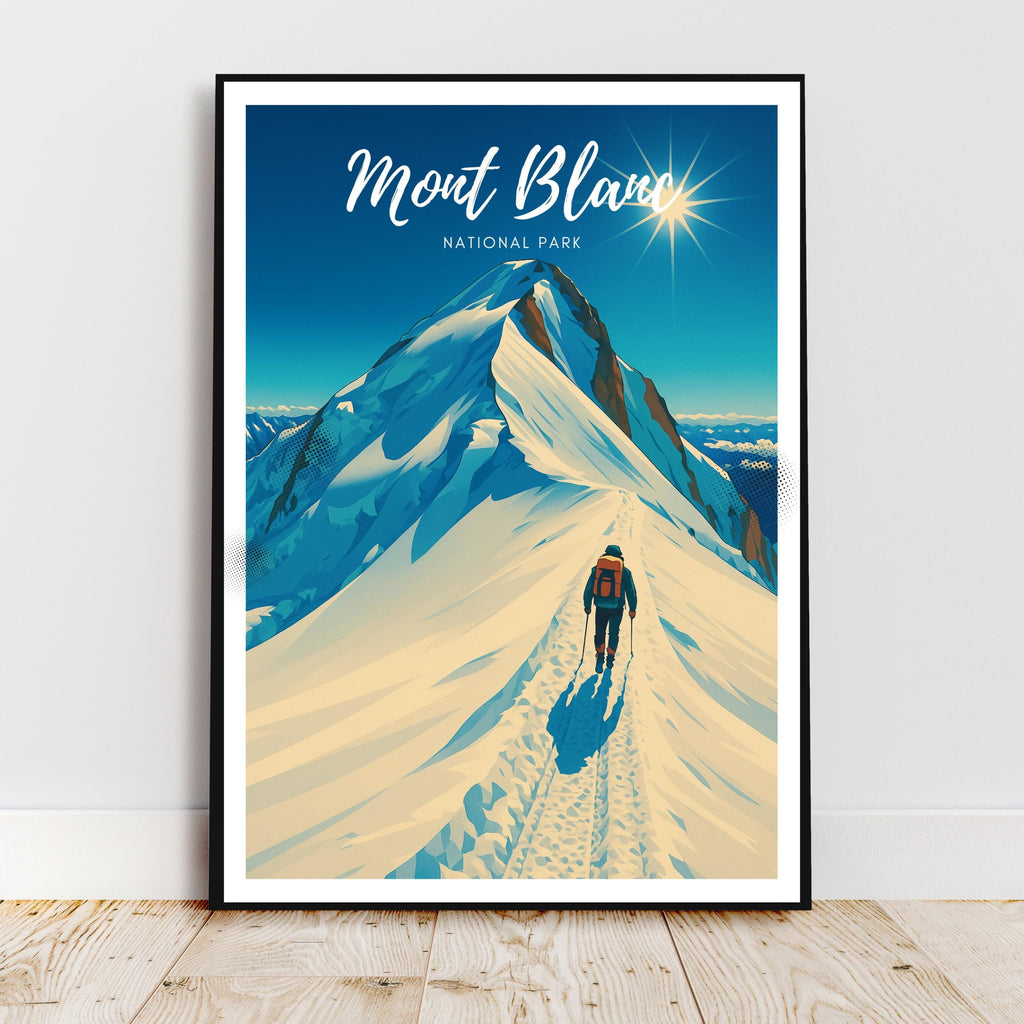 Affiche voyage - Mont Blanc, Parc National, Alpes, Montagne - art moderne, impression, poster