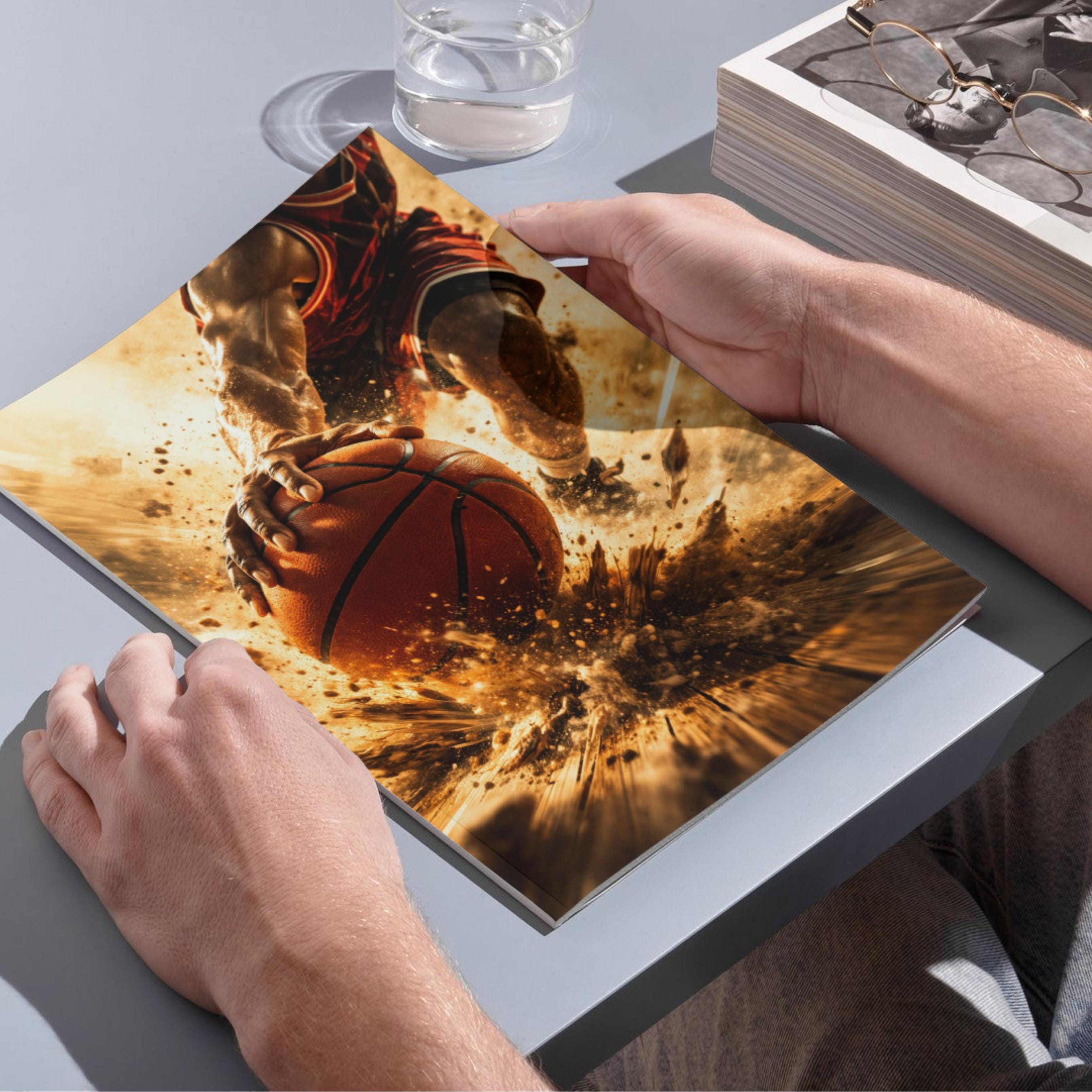 Affiche sport - Basketball, Basket, Ballon, Match - art moderne, impression, poster