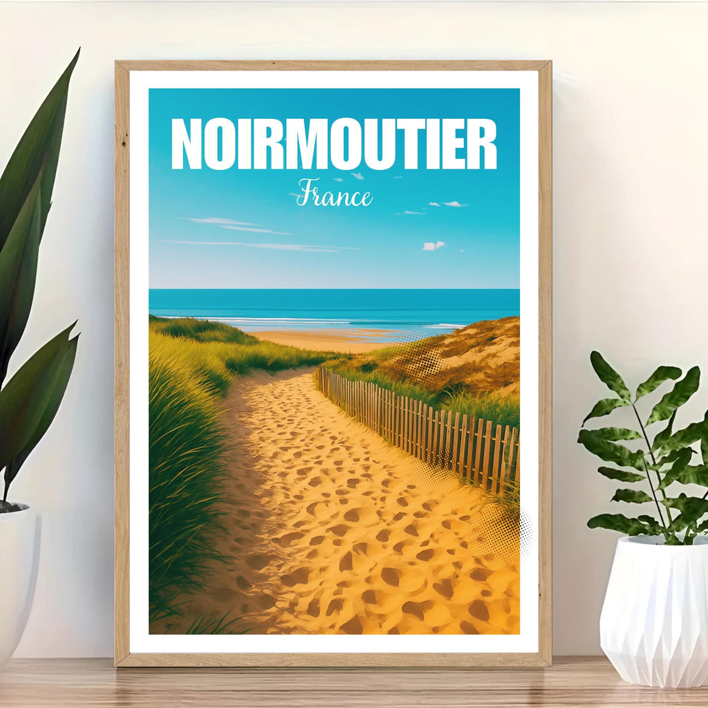 Affiche voyage - Ile de Noirmoutier, Vendée, France, Plage - art moderne, impression, poster