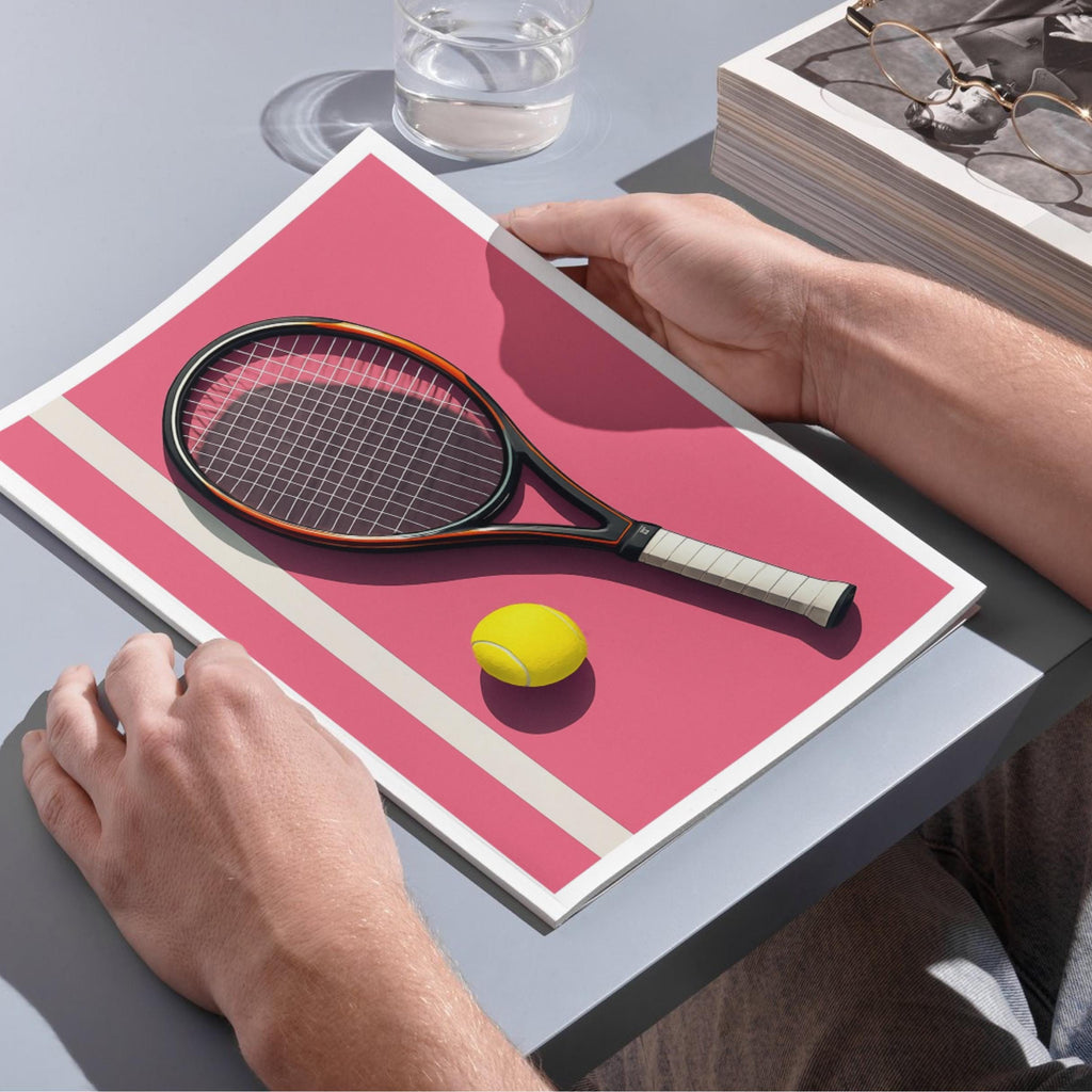 Affiche sport - Tennis, Raquette, Balle, Terrain - moderne, impression, poster