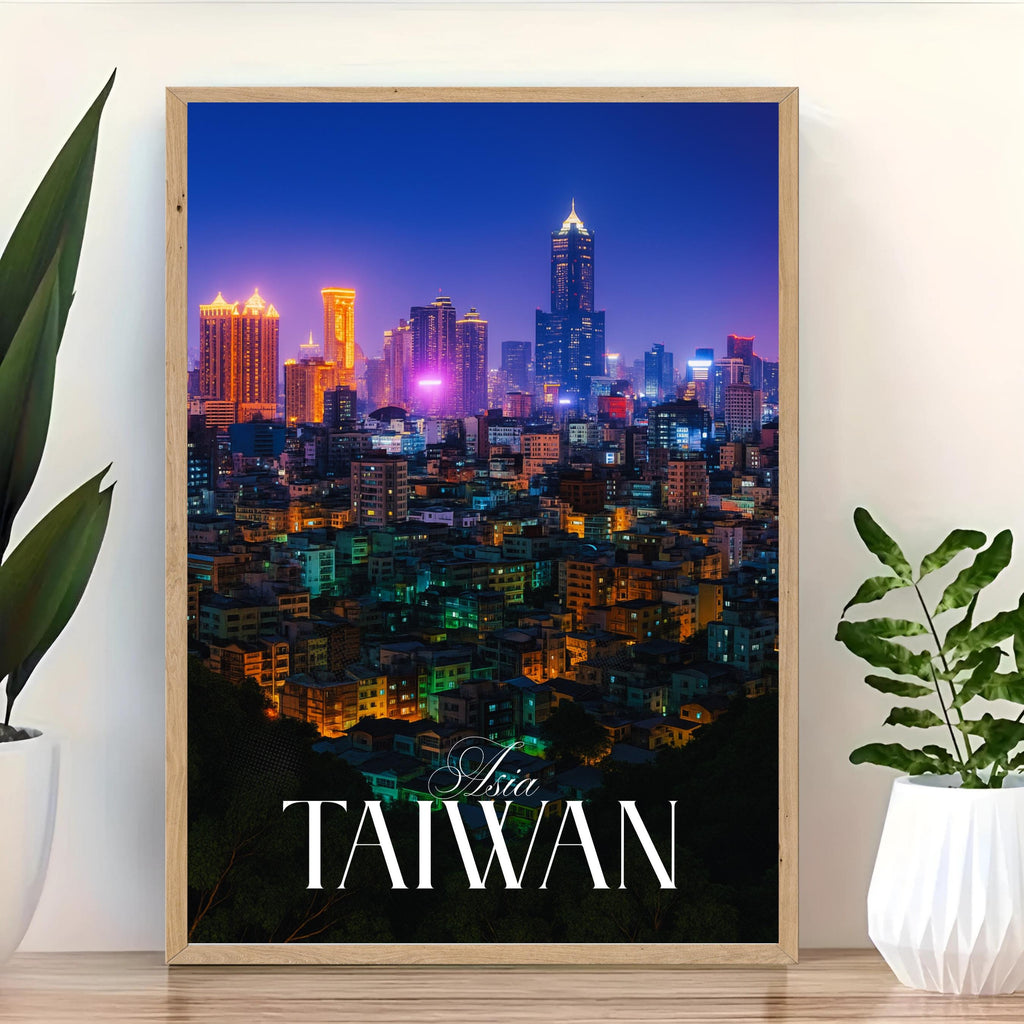 Affiche voyage - Taïwan, Asie, Kaohsiung, Skyline - art moderne, impression, poster
