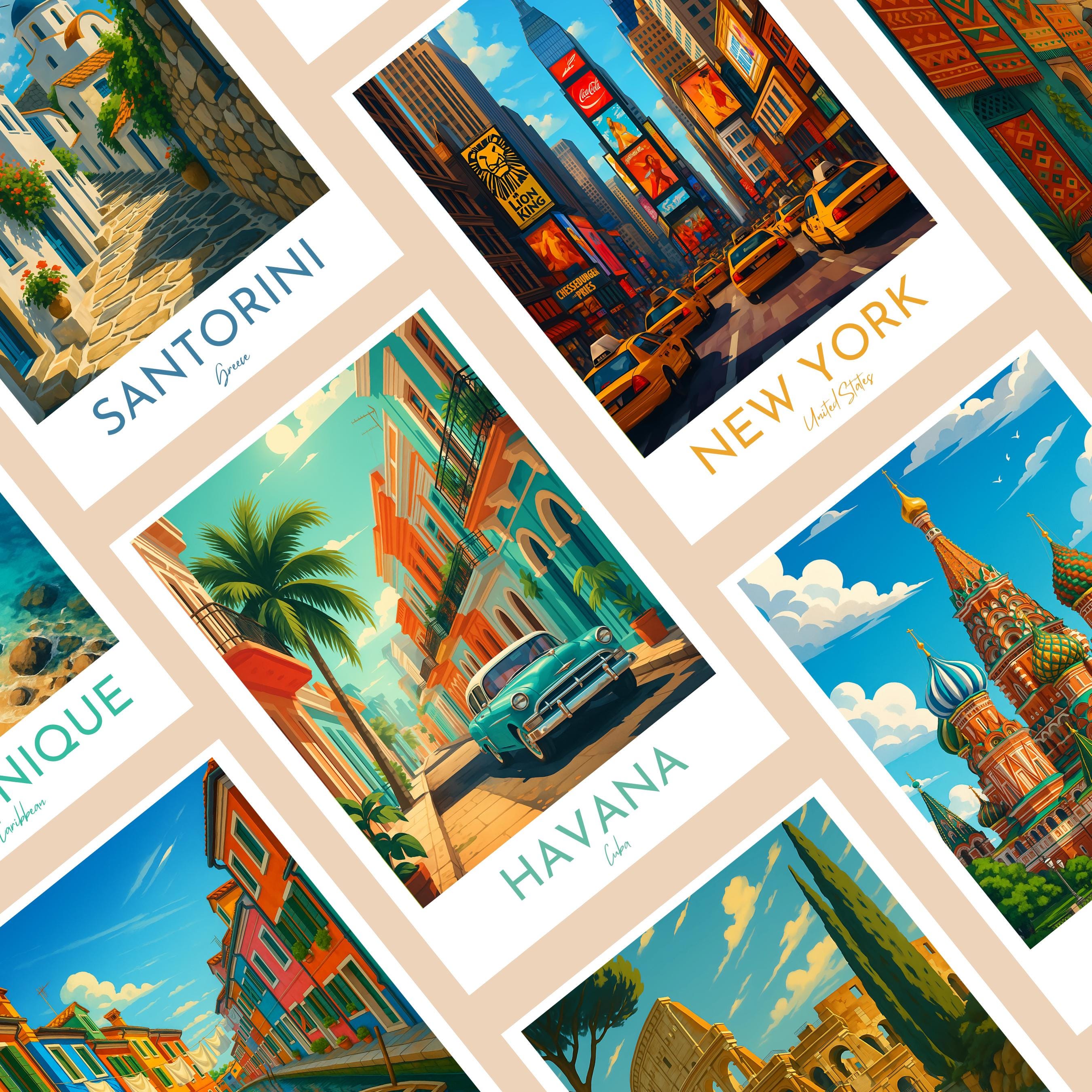 Affiche voyage - Havane, Cuba, Caraibes, Amerique - art moderne, impression, poster