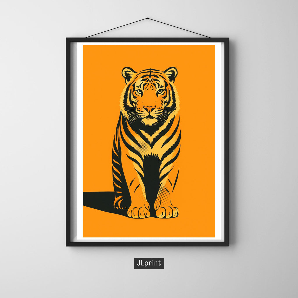 Affiche animaux - Tigre, Félin, Animal Sauvage, Orange - moderne, impression, poster