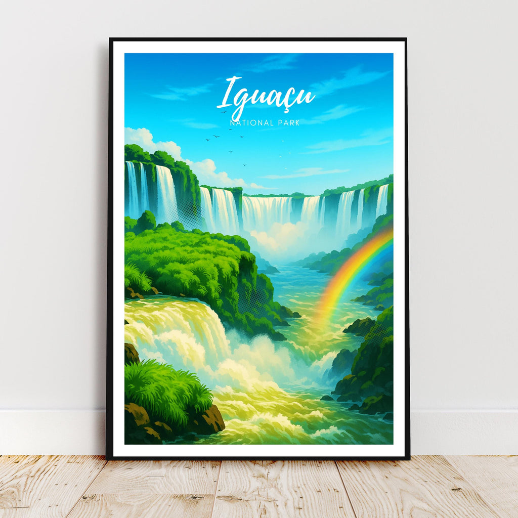 Affiche voyage - Iguazú, Parc National, Argentine, Bresil - art moderne, impression, poster