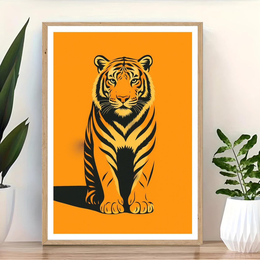 Affiche animaux - Tigre, Félin, Animal Sauvage, Orange - moderne, impression, poster