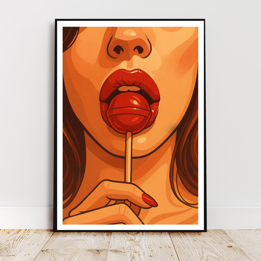 Affiche art - Femme, Glamour, Sexy, Sucette - art moderne, impression, poster