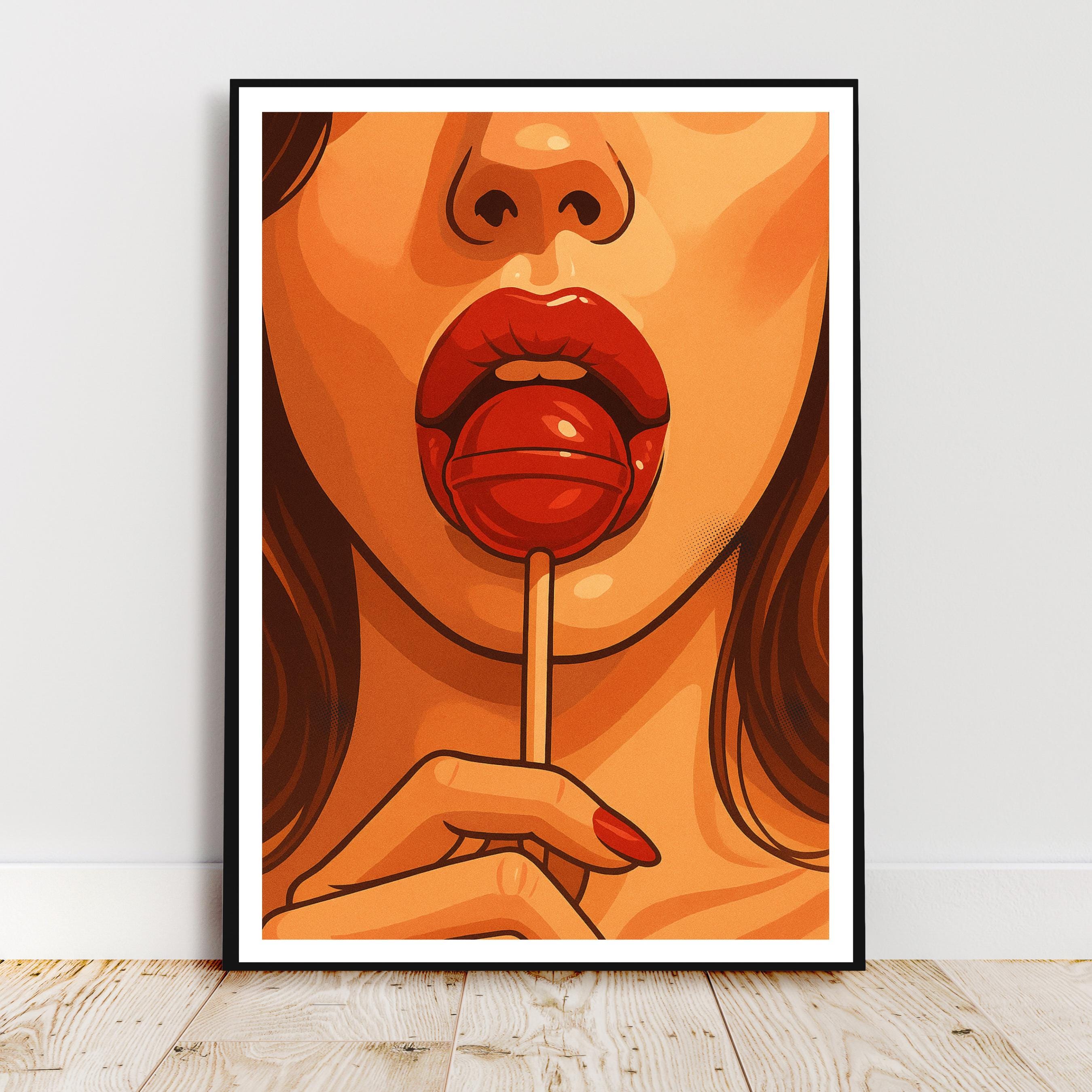 Affiche art - Femme, Glamour, Sexy, Sucette - art moderne, impression, poster