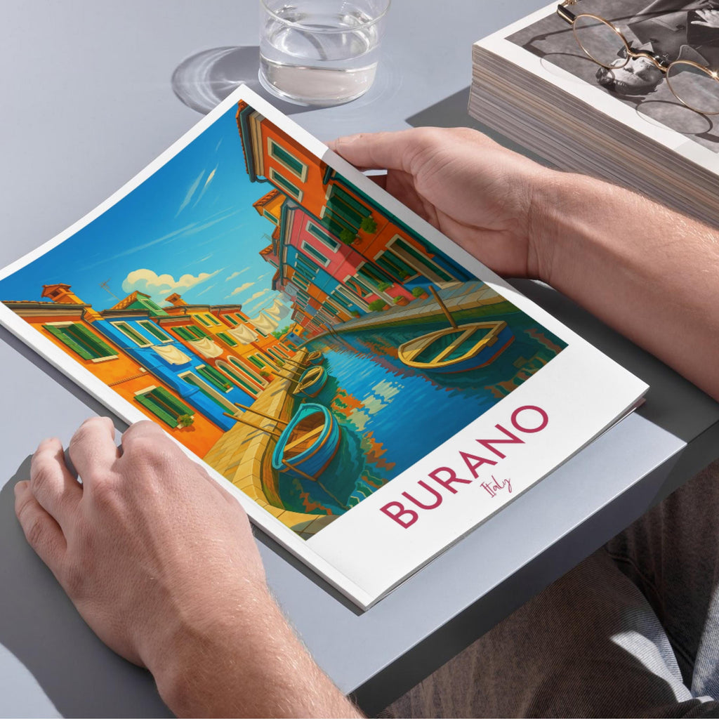 Affiche voyage - Burano, Vénétie, Italie, Canaux - moderne, impression, poster