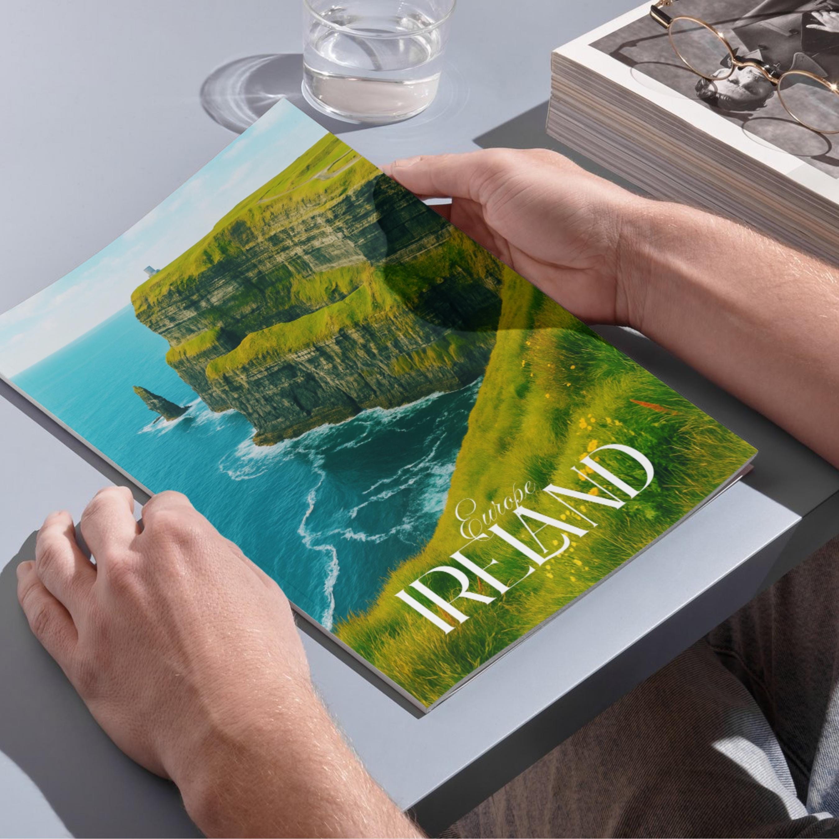 Affiche voyage - Irlande, Europe, Falaises de Moher, Océan Atlantique - art moderne, impression, poster
