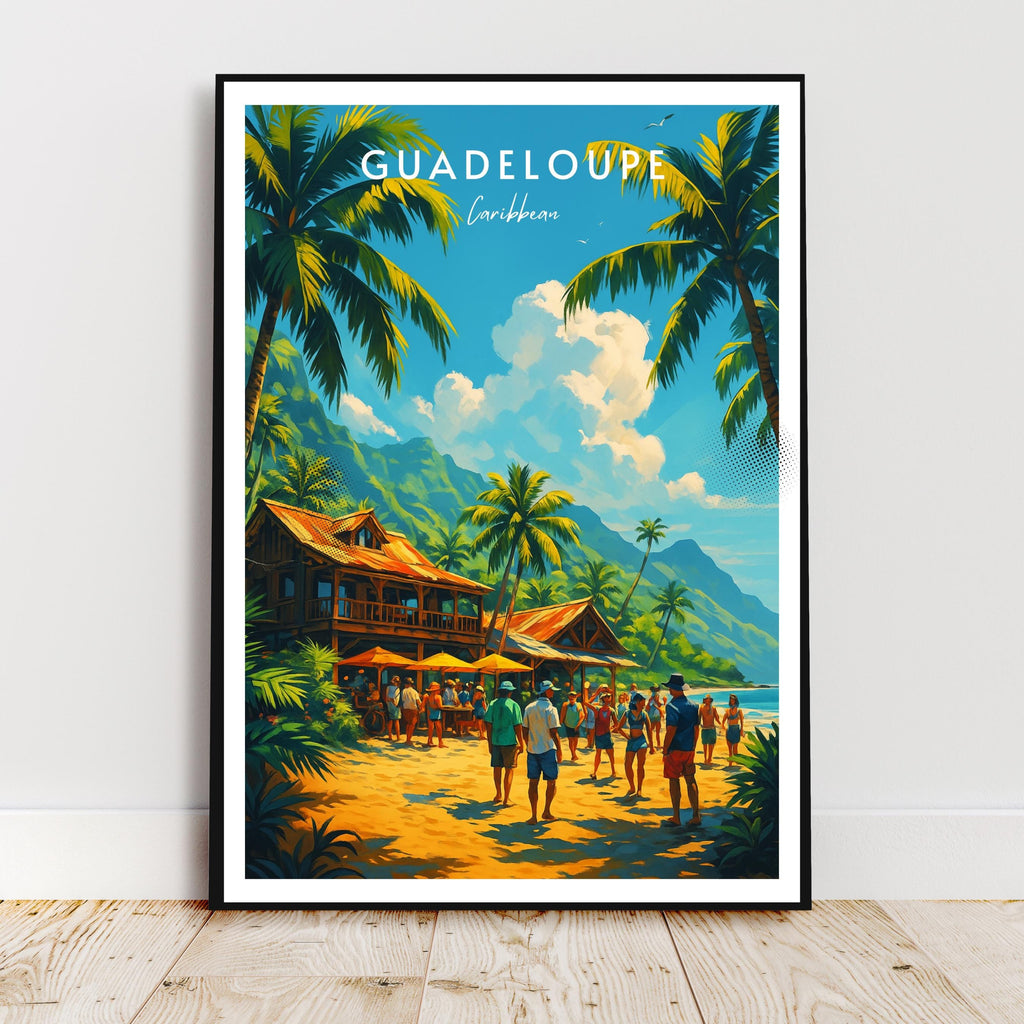 Affiche voyage - Guadeloupe, Outre-Mer, Antilles, Caraïbes - art moderne, impression, poster