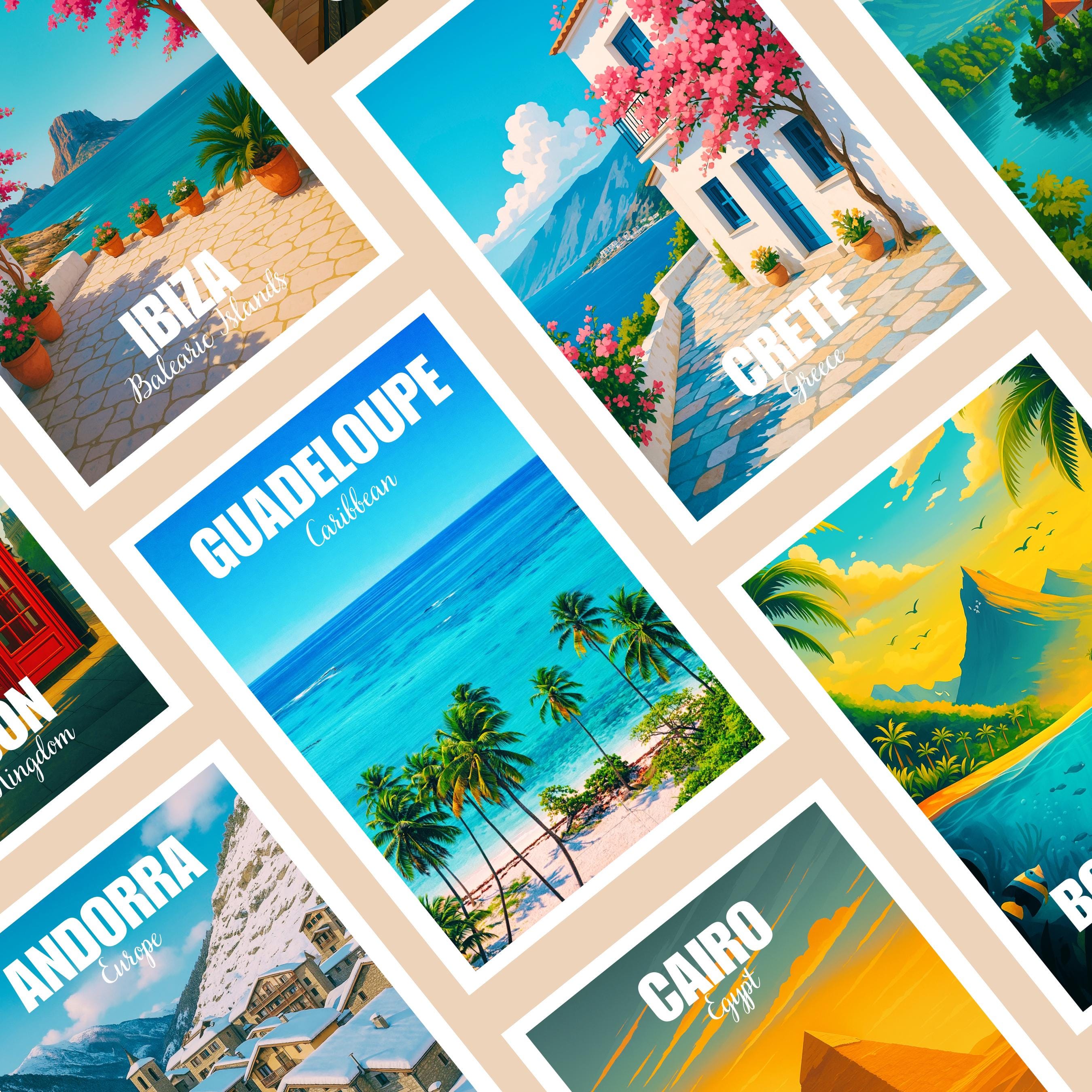 Affiche voyage - Guadeloupe, Antilles, Caraïbes, Plage - art moderne, impression, poster
