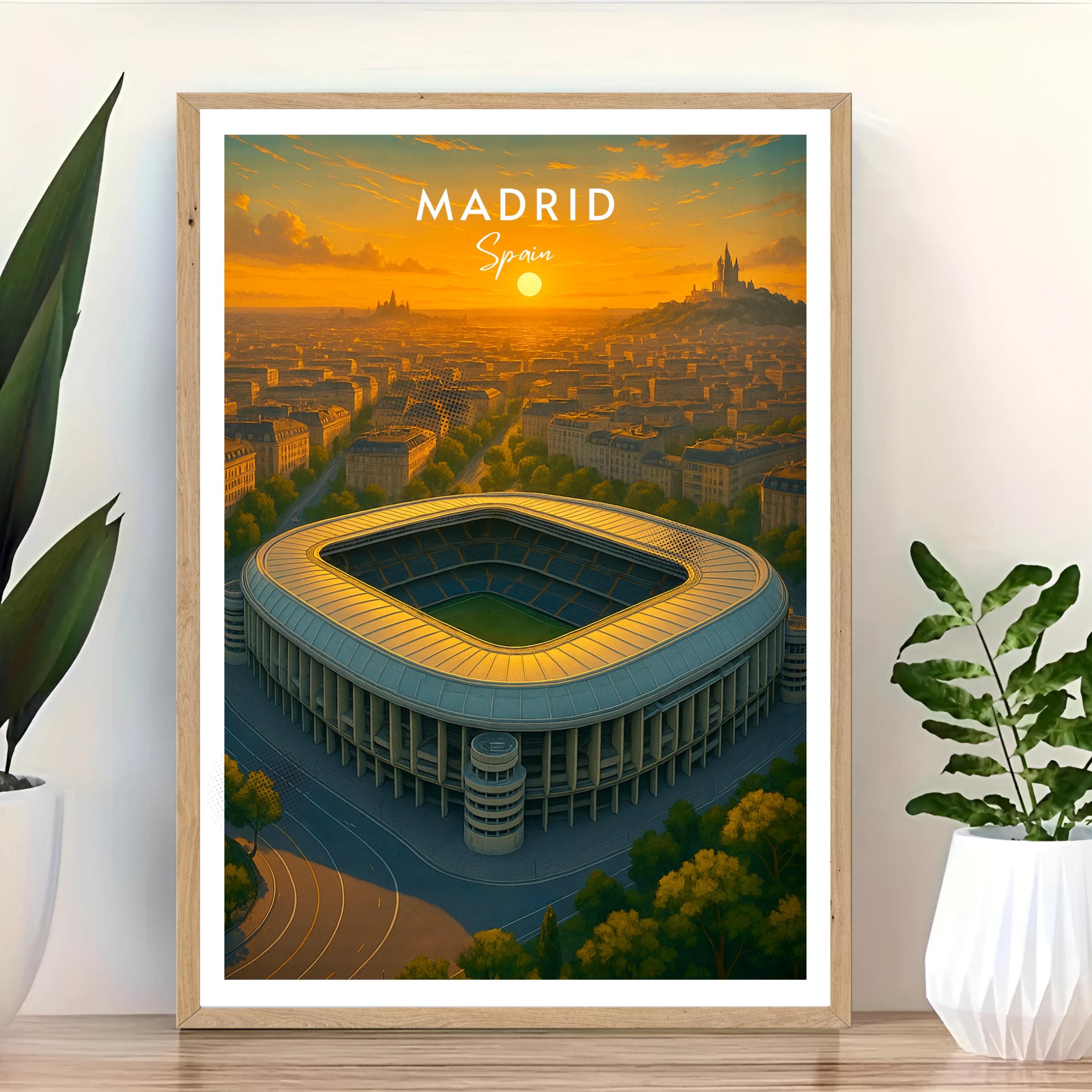 Affiche sport - Football, Madrid, Espagne, Stade Bernabeu - art moderne, impression, poster