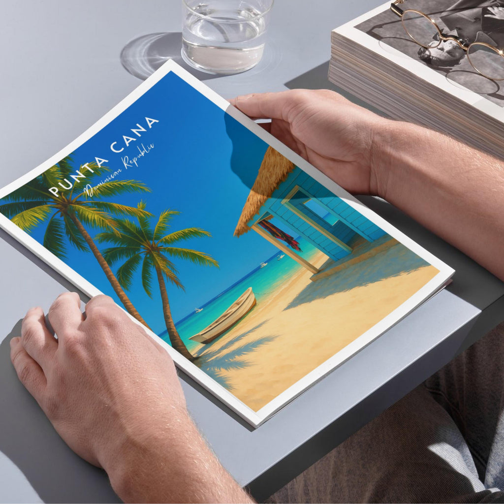 Affiche voyage - Punta Cana, République Dominicaine, Caraïbes, Plage - art moderne, impression, poster