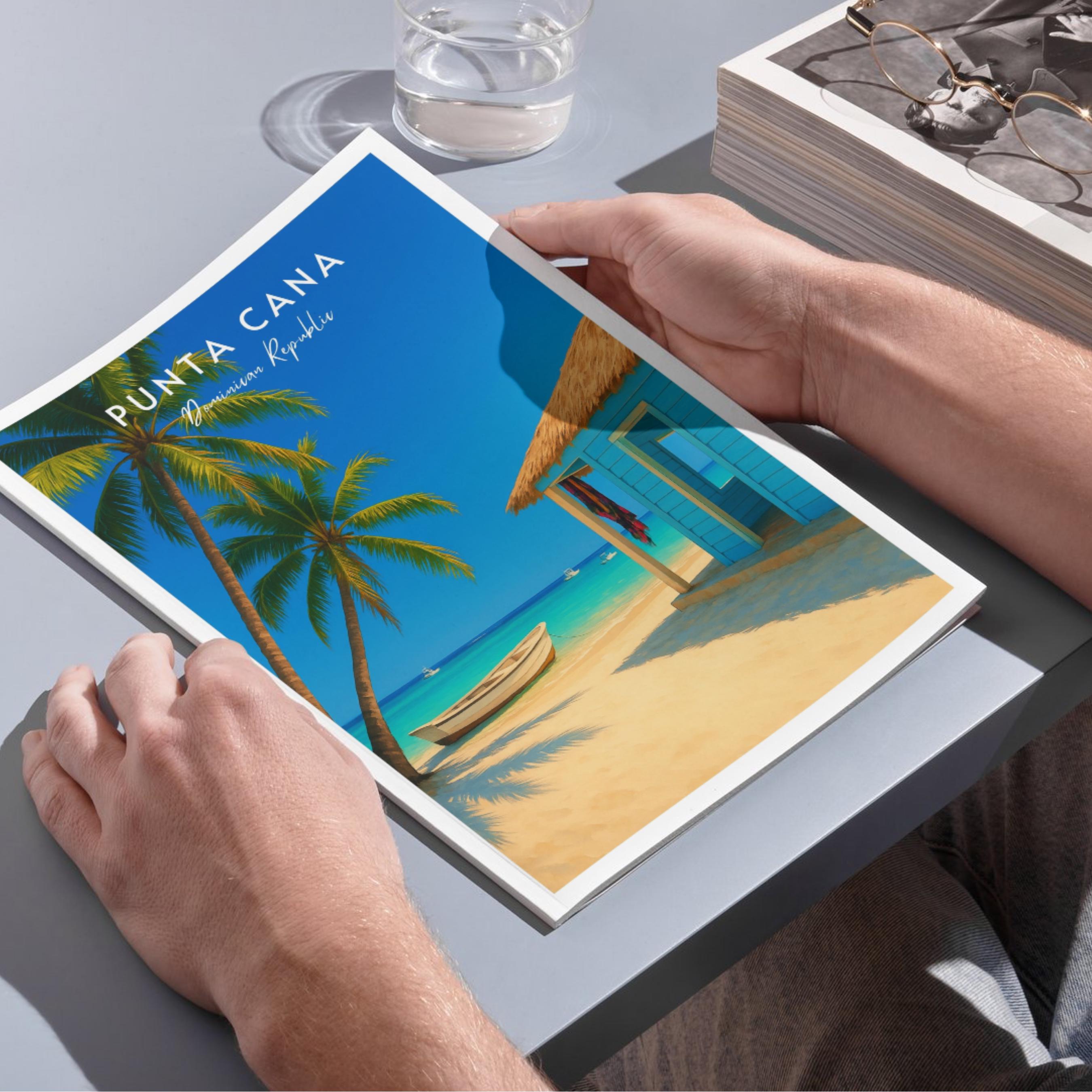 Affiche voyage - Punta Cana, République Dominicaine, Caraïbes, Plage - art moderne, impression, poster