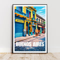 Affiche voyage - Buenos Aires, Argentine, Amérique, Maisons Colorées - art moderne, impression, poster