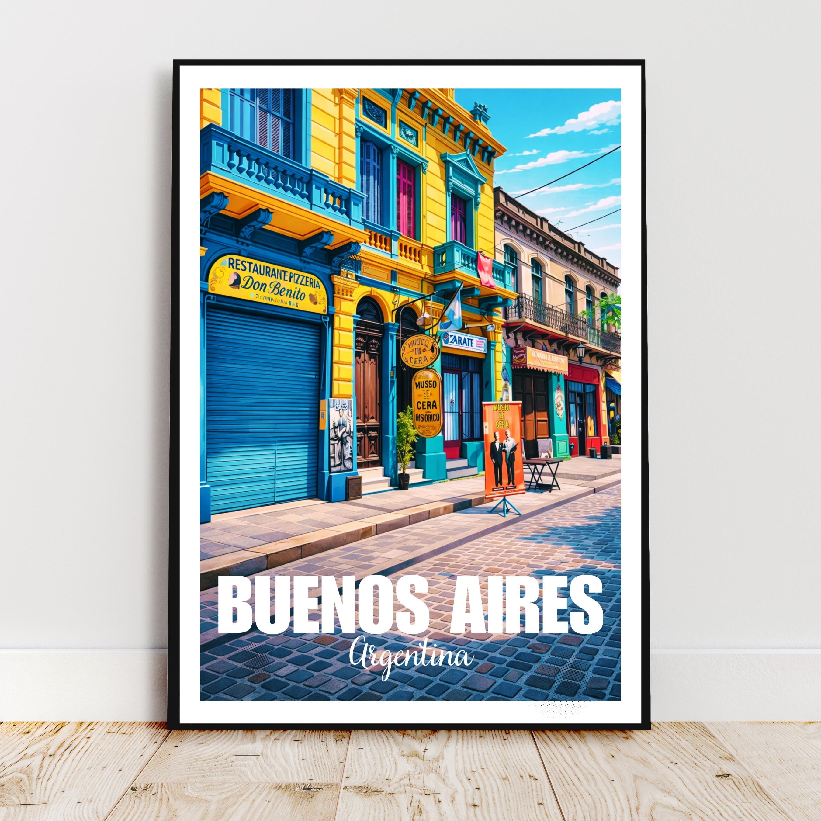 Affiche voyage - Buenos Aires, Argentine, Amérique, Maisons Colorées - art moderne, impression, poster