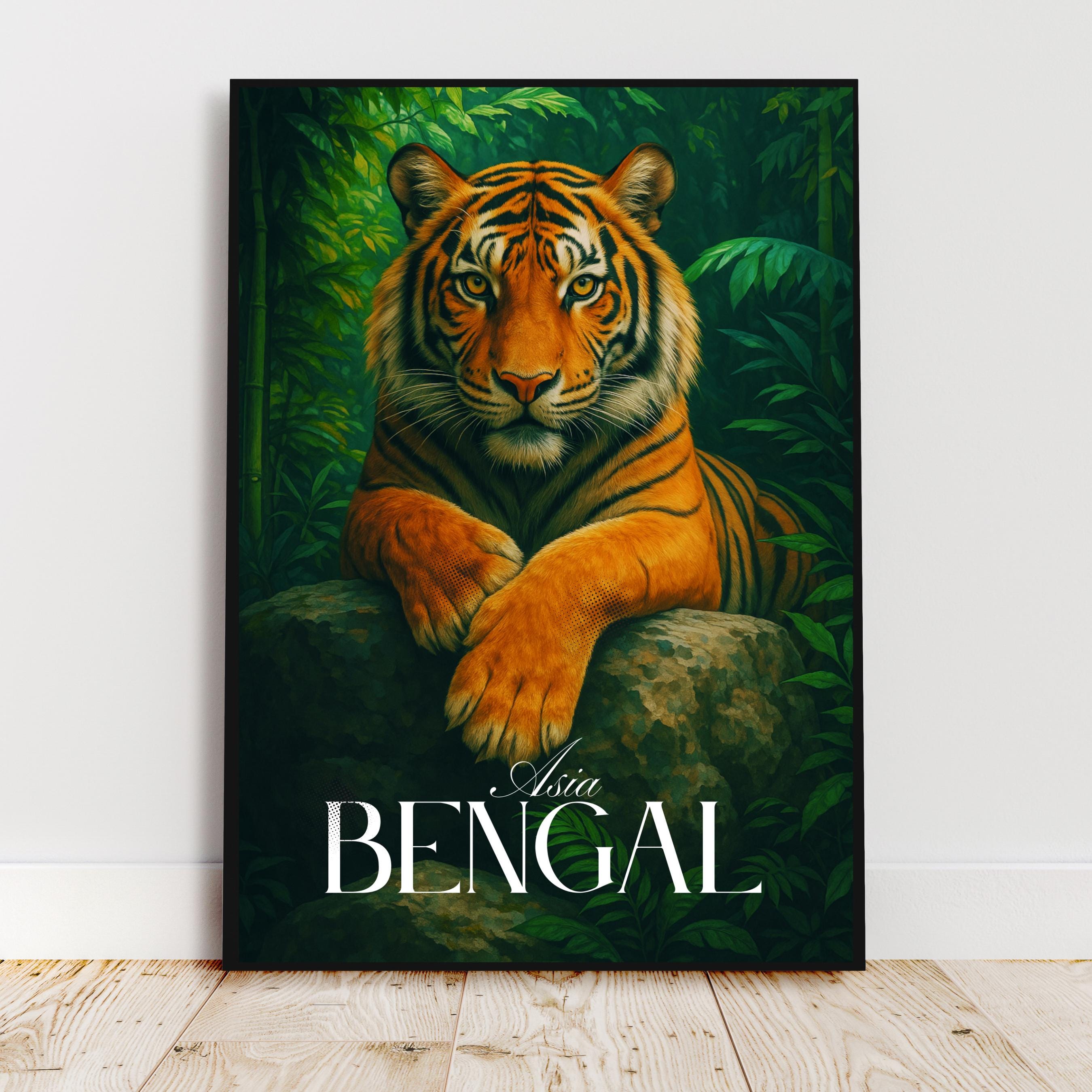 Affiche voyage - Bengal, Inde, Bangladesh, Tigre - art moderne, impression, poster