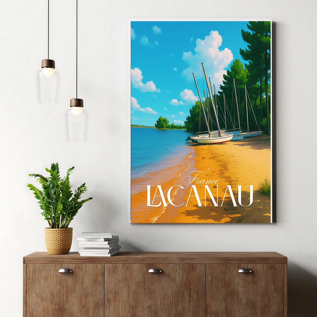 Affiche voyage - Lacanau, Gironde, France, Lac de Lacanau - art moderne, impression, poster