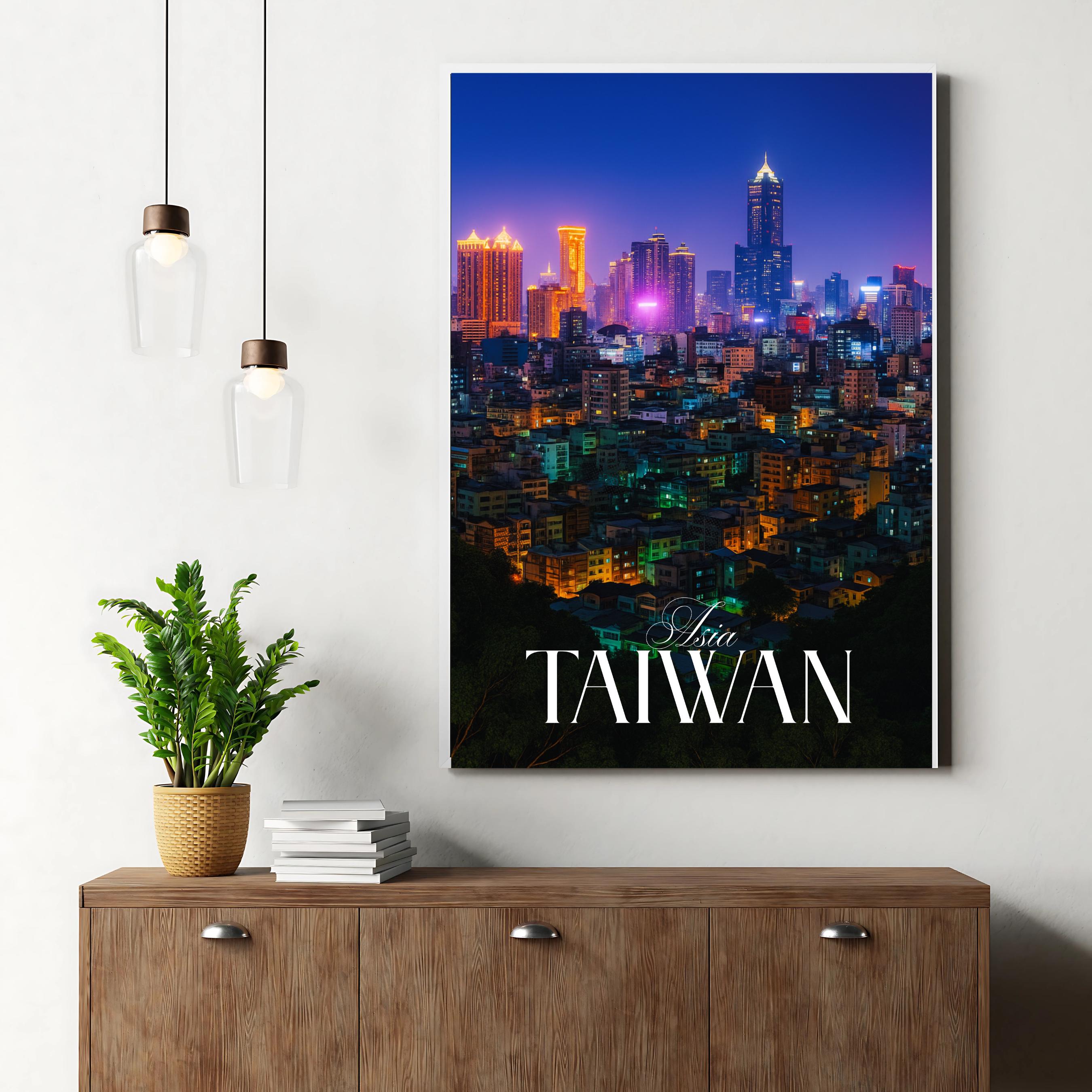 Affiche voyage - Taïwan, Asie, Kaohsiung, Skyline - art moderne, impression, poster