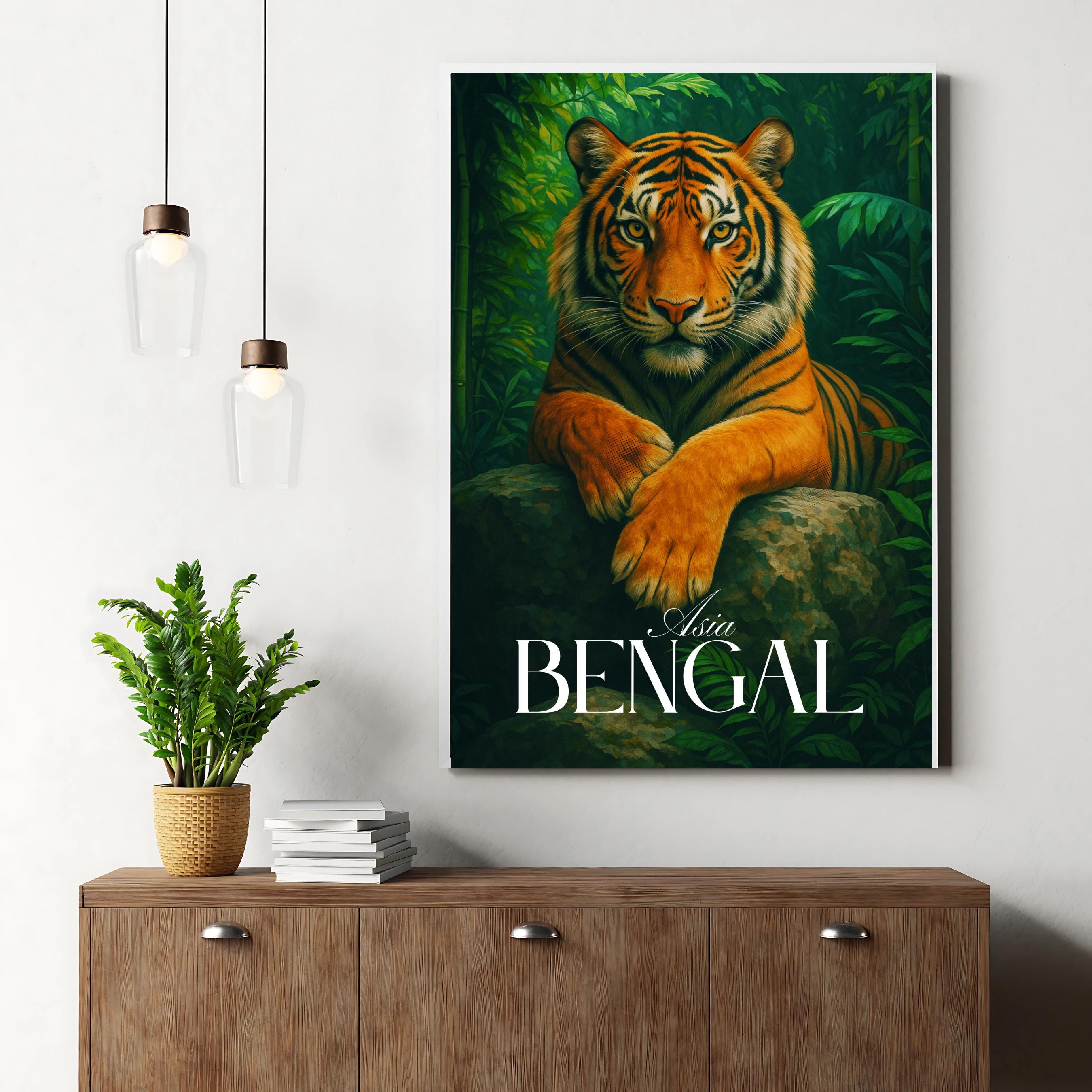 Affiche voyage - Bengal, Inde, Bangladesh, Tigre - art moderne, impression, poster
