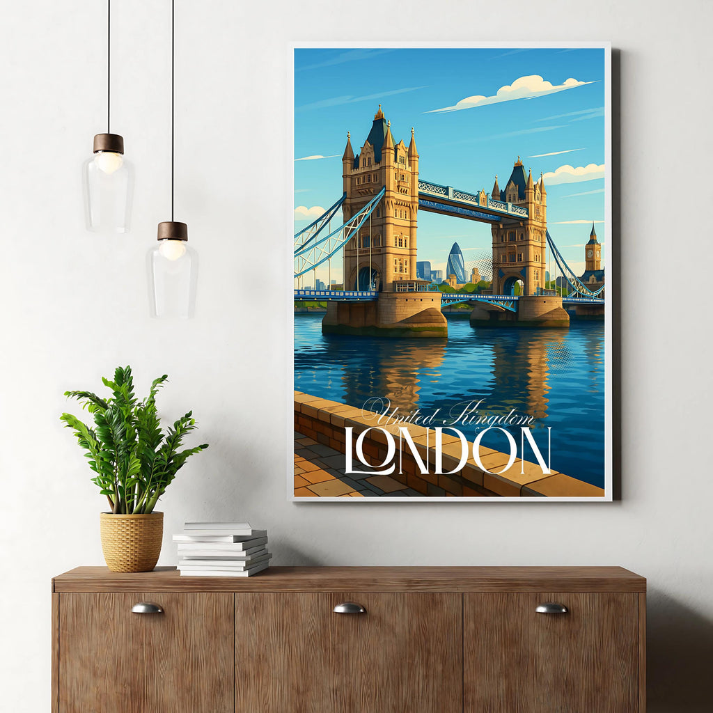 Affiche voyage - Londres, Angleterre, Royaume Uni, Tower Bridge - art moderne, impression, poster